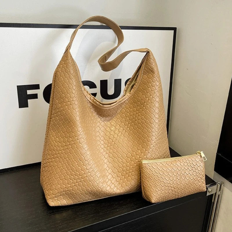 Bolsa Tote Trançada Couro Sintético