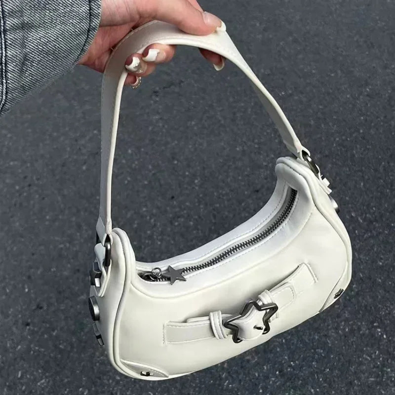 Bolsa Tote Estrela Branca Estilo Coreano