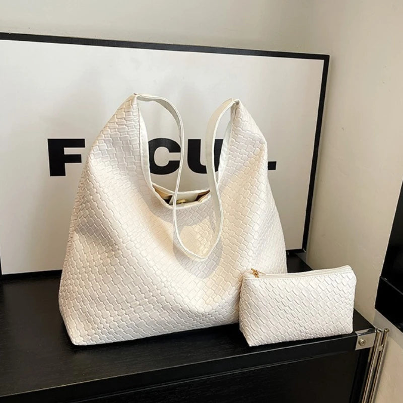Bolsa Tote Trançada Couro Sintético