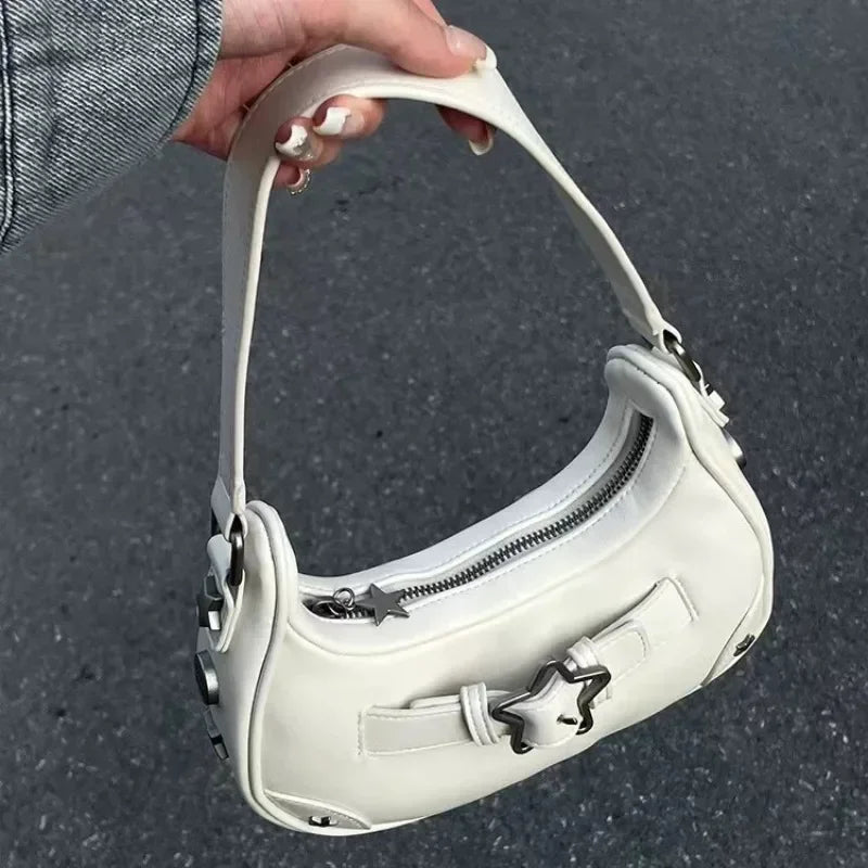 Bolsa Tote Estrela Branca Estilo Coreano