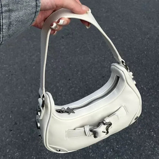 Bolsa Tote Estrela Branca Estilo Coreano