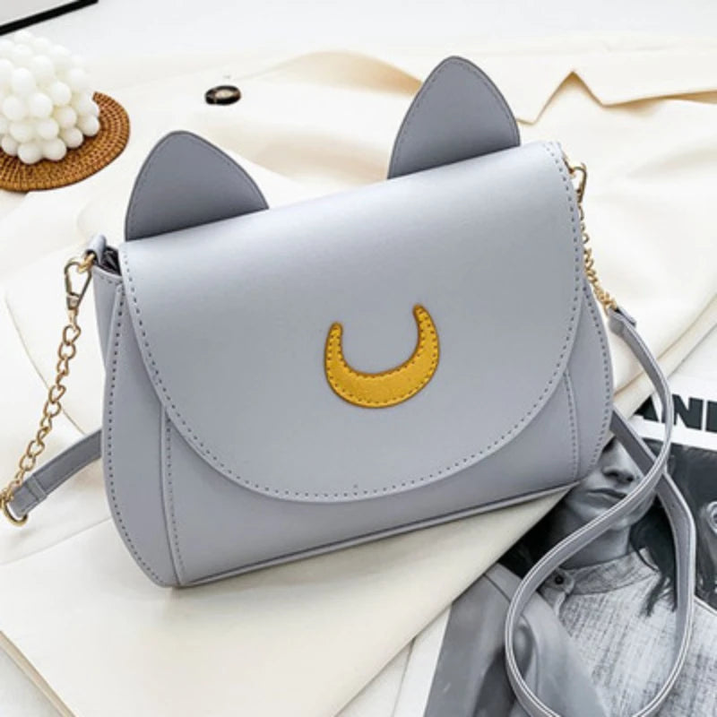 Bolsa Transversal Gatinho Preta com Corrente
