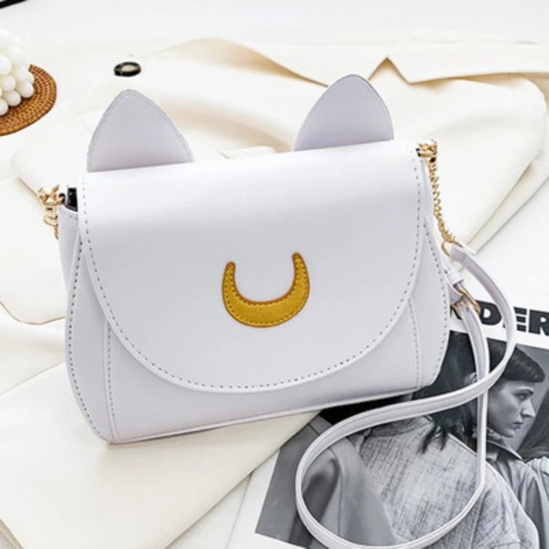 Bolsa Transversal Gatinho Preta com Corrente