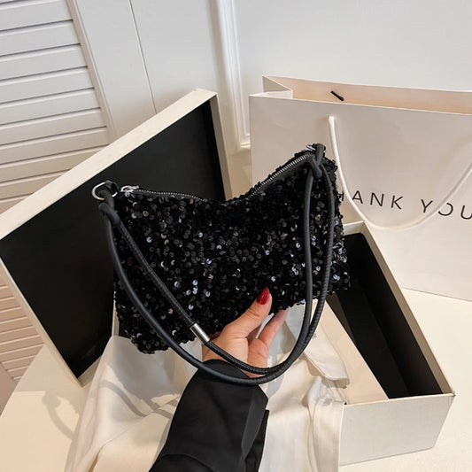 Bolsa Axila com Glitter Preta