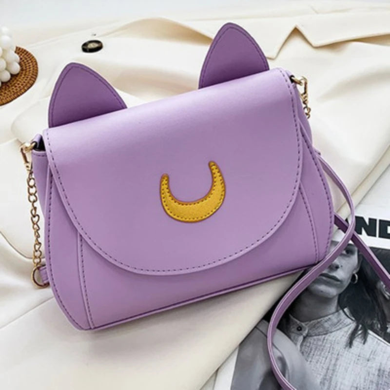 Bolsa Transversal Gatinho Preta com Corrente