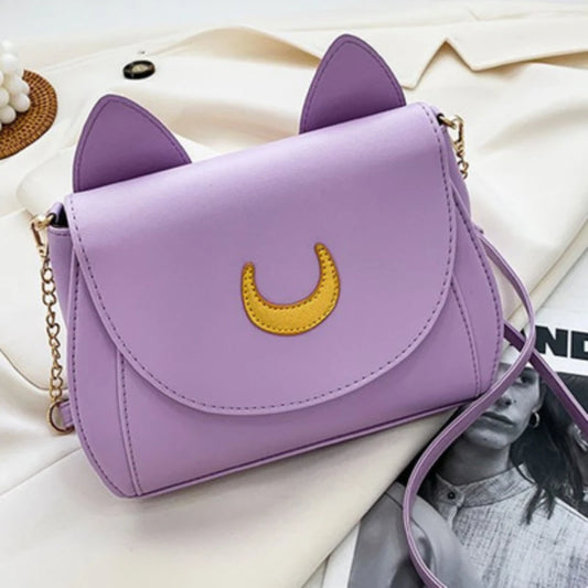 Bolsa Transversal Gatinho Preta com Corrente