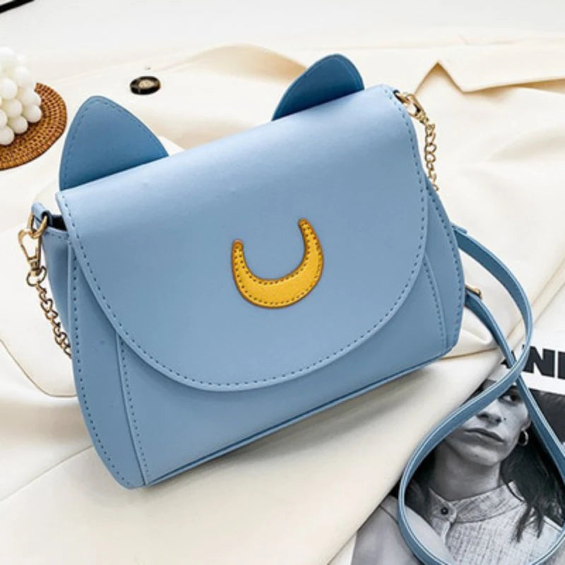 Bolsa Transversal Gatinho Preta com Corrente