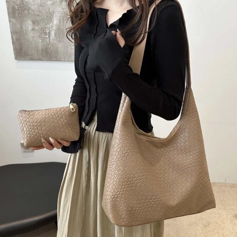 Bolsa Tote Trançada Couro Sintético