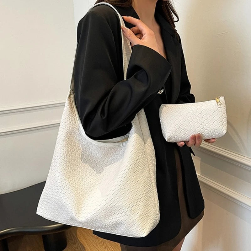 Bolsa Tote Trançada Couro Sintético
