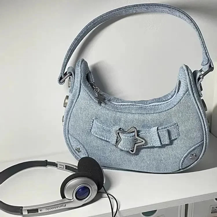 Bolsa Tote Estrela Branca Estilo Coreano